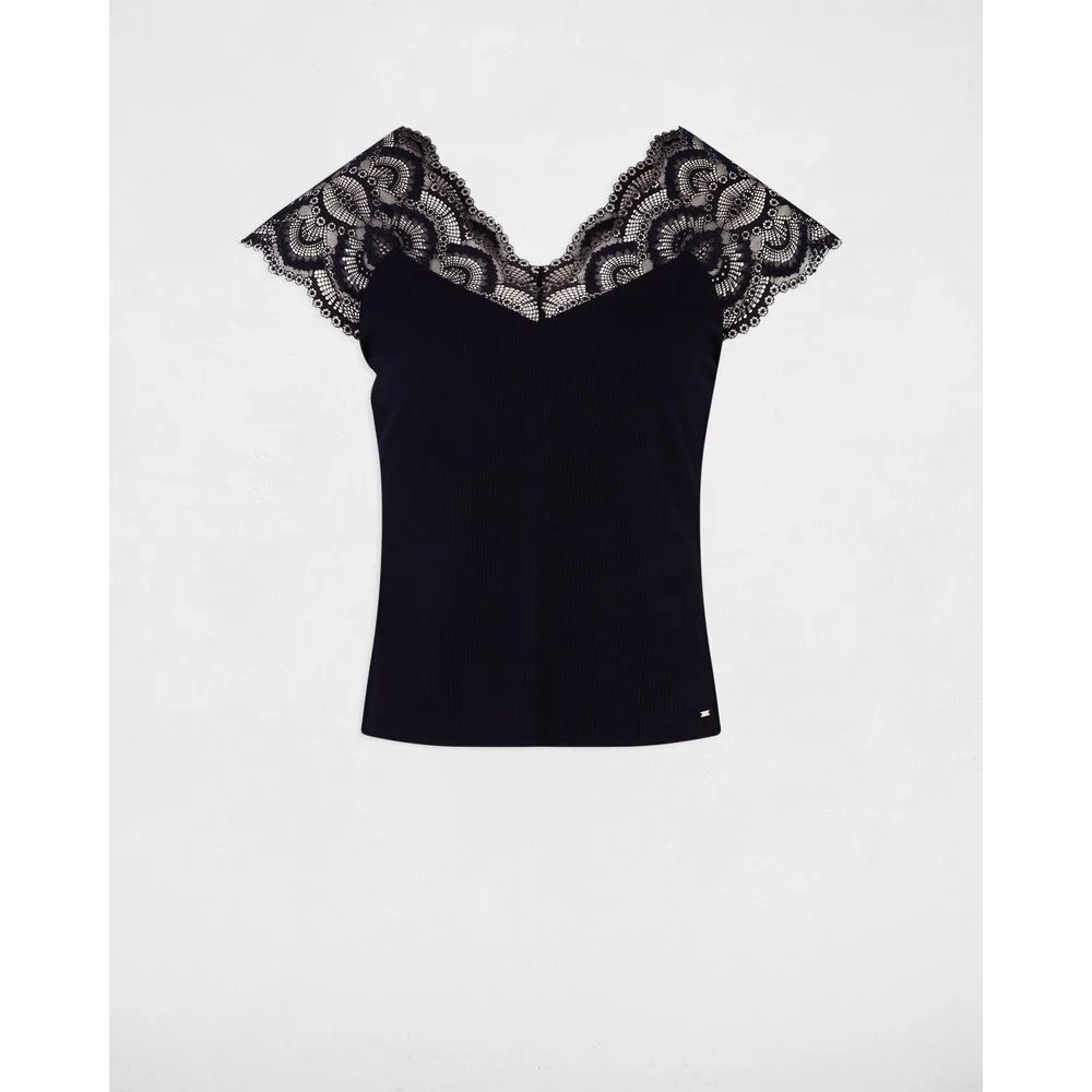 Camiseta de mujer de manga corta con encaje - Morgan - FashionsVida