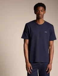 Cotton Rich Crew Neck Waffle T-Shirt Navy male