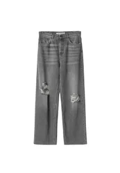 Jeans a palazzo con rotture Donna vita bassa
