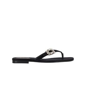 Silk-Accent Leather Sandals for Women