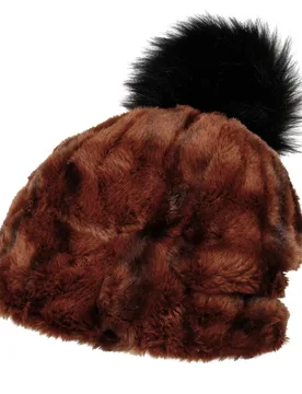 Fake Fur Pompom Hat by - brown - Damen - Size: One Size - Gebeana - FashionsVida
