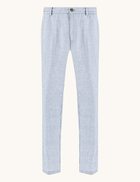 Pantalone chino in lino con coulisse uomo azzurro