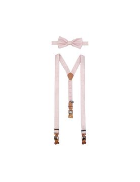 Set de tirantes con pajarita y clips de botón rosa