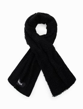 Longue écharpe bouclé, Noir, U