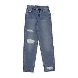 Jeans Uomo Baggy Five Pocket Heavy Distressed Denim Pant Blue Indigo