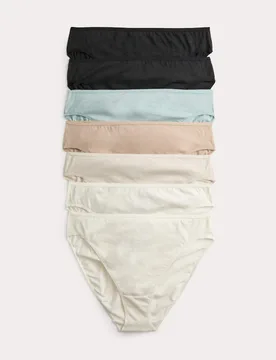Pack Pure Cotton High Leg Knickers Cream Mix female - M&S - FashionsVida