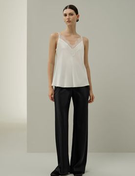Canotta Donna in Seta di Gelso con Pizzo Elegante Sottogiacca XS