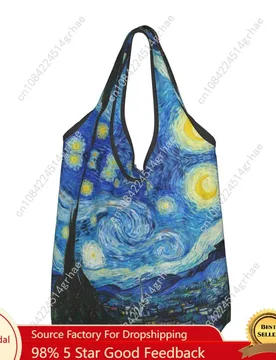 Custom Reusable The Starry Night Shopping Bag Women Tote Bag Portable Vincent van Gogh Groceries Shopper Bags - Aliexpress - FashionsVida