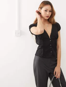 Womens Ilias Cinched Waist Shirt In Black - Size X-Large - Motel - FashionsVida