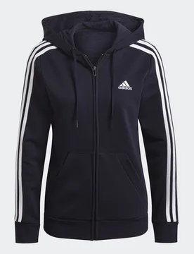 Felpa con cappuccio Essentials French Terry 3-Stripes Full-Zip XS Legend Ink / White - Adidas - FashionsVida
