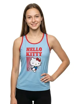 Hello Kitty Stripes Sleeveless T-shirt Blue / Red 3XS Women - OTSO - FashionsVida