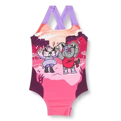 Learn To Swim Printed Crossback Swimsuit Cherry Pink / Cupid Coral / Sweet Taro 24 Months Girls