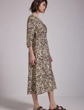 Street One Midi-Kleid mit Leo-Print female Braun