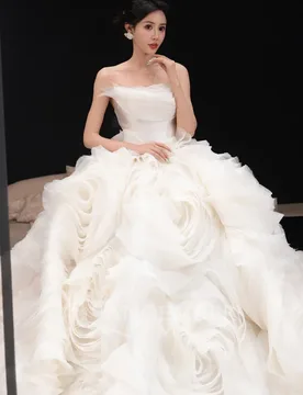 Strapless Ball Gown Wedding Dress 2026 Sleeveless Wholesale Chapel Train Princess Bride Customized Lace Up Back Vestido de Noiva - Aliexpress - FashionsVida