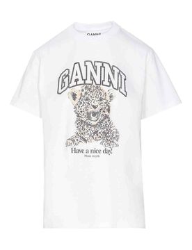 Ganni T-shirt comoda leopardata