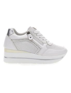 Sneakers Bianche con Zeppa e Cerniera Laterale E45 40