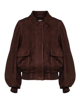 Giubbotto bomber in pelle scamosciata