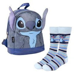 Ensemble De Design Avec Sac à Dos à Oreilles Et Chaussettes Rayées Stitch 5l Blue One Size unisex