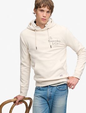 Superdry Herren 1954 Company Hoodie mit Lockerer Passform Cream - Größe: L