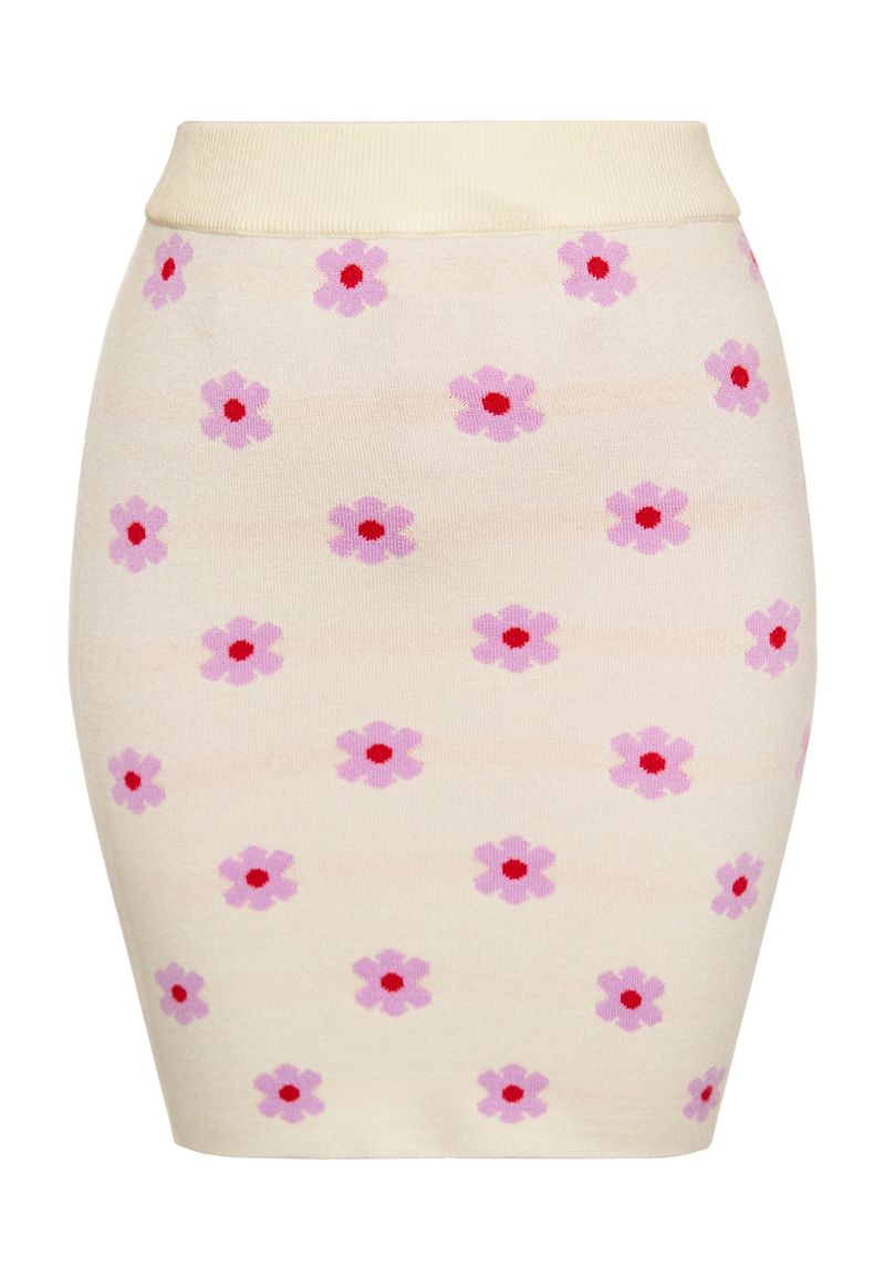 Swirly Falda crema / lila / rojo