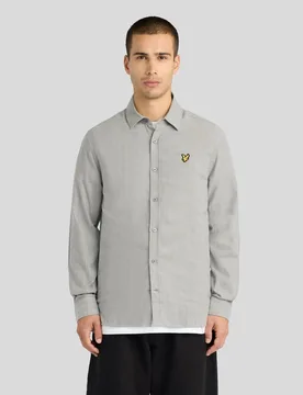 Men's Herringbone Flannel Shirt Mid Grey Marl - Lyle & Scott - FashionsVida