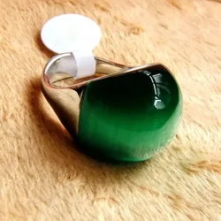 High-cold style new product trendy ins versatile fashion green opal ring simple opening adjustable