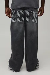 Herren Jeans Hosen Mit Zebra-Applikation In Weiter Passform Light Grey Größe 30R