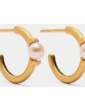 Pendientes de plata de ley de aro con perla decorativa - Parfois - FashionsVida