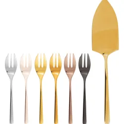 Set de 6 tenedores de postre y pala para tarta Linear Mix & Play