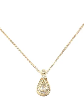 Gold Plated Strass Teardrop Pendant Necklace - Dior - FashionsVida