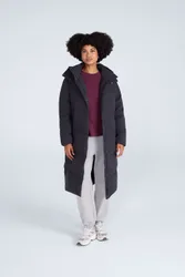 Tess' Womens Long Line Down Jacket Warm Full Zip Hooded Puffer Winter Coat Black - Size 10 Uk
