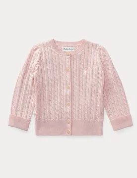 Cardigan rosa Polo in cotone a trecce - Ralph Lauren - FashionsVida
