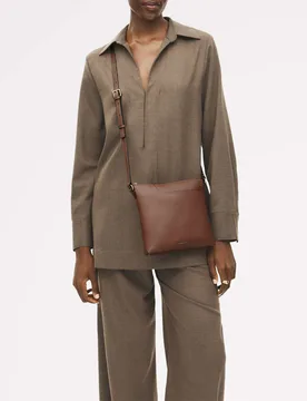 Leather Zip Detail Cross Body Bag Medium Brown female - Radley - FashionsVida