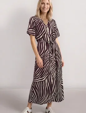 Midi-Kleid mit V-Neck und Print female Rot - Street One - FashionsVida