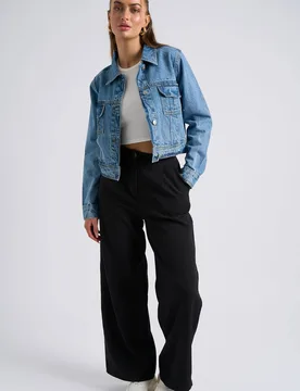 Plus Size Cargo Jacket - Mid Blue - Size: 18 - Urban Bliss - FashionsVida