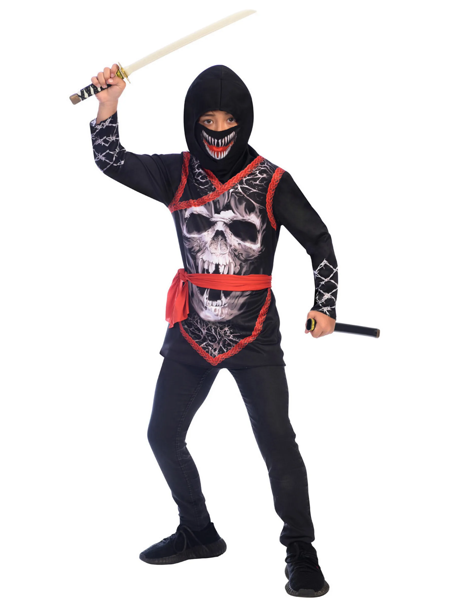 Ninja Kostüm Totenkopf Kinder schwarz-rot - RIETHMULLER - FashionsVida