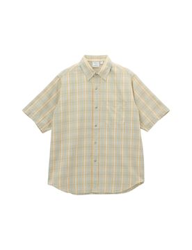 Checkered ombre shirt camicione a quadri maniche corte - mustard