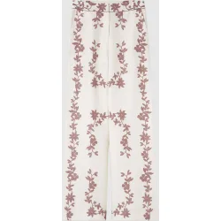 Pantalón de mujer ancho de flores y corte recto