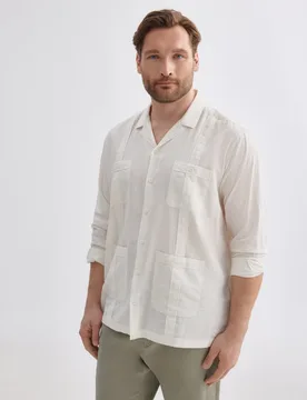 Camisa guayabera tallas grandes lisa - Dustin - FashionsVida