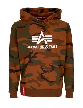 Felpa Cappuccio Uomo Basic Hoodie Burned Camo - Alpha industries - FashionsVida