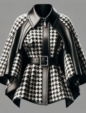 Women Houndstooth Irregular Cape Sleeve Zipper PU Leather Coats Laper Collar Fashion Jackets Vintage Female Chic Lady Tops 2025 - Aliexpress - FashionsVida