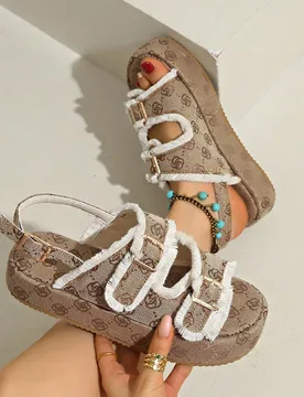 Mulas de plataforma con cuña de suela gruesa y punta abierta para mujer - Shein - FashionsVida