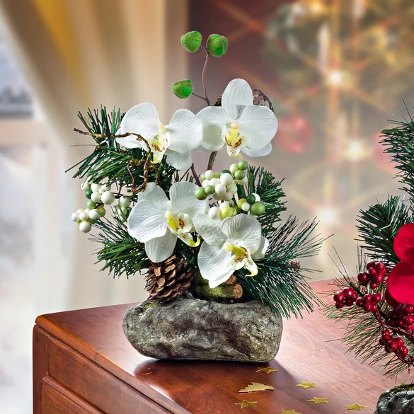 Kunstpflanze Orchideengesteck im Topf, weiß - 3Pagen - FashionsVida