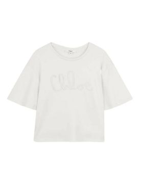 T-shirt in cotone con logo ricamato