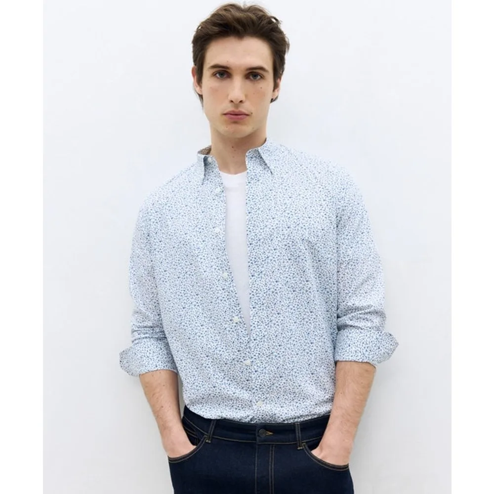 Camisa de sport popelín microprint classic fit - Dustin - FashionsVida