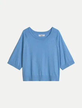 Marc O' Polo Relaxed-Fit Kurzarmpullover Blau M - Marc O'Polo - FashionsVida