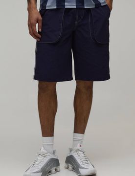 Herren Weite Lange Nylon-Shorts Mit Kontrastnähten Purple Größe XL