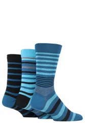 Pair Big City Comfort Cuff Gentle Bamboo Striped and Plain Socks with Smooth Toe Seams Men's 7-11 Mens - - Blue - Size: 7-11 Mens