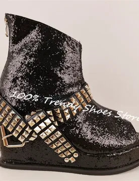 Bling Rhinestone Belt Buckle Women Ankle Boots Peep Toe Wedges High Heel Short Boots Ladies High Top Party Dress Shoes - Aliexpress - FashionsVida
