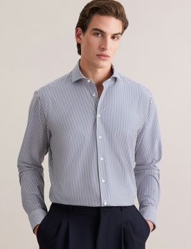 Regular Jerseyhemd Gestreift Grau 48